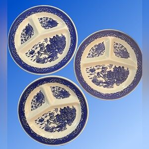 Vintage Willow Ware Royal China Divided Grill Plate Porcelain Transferwa…